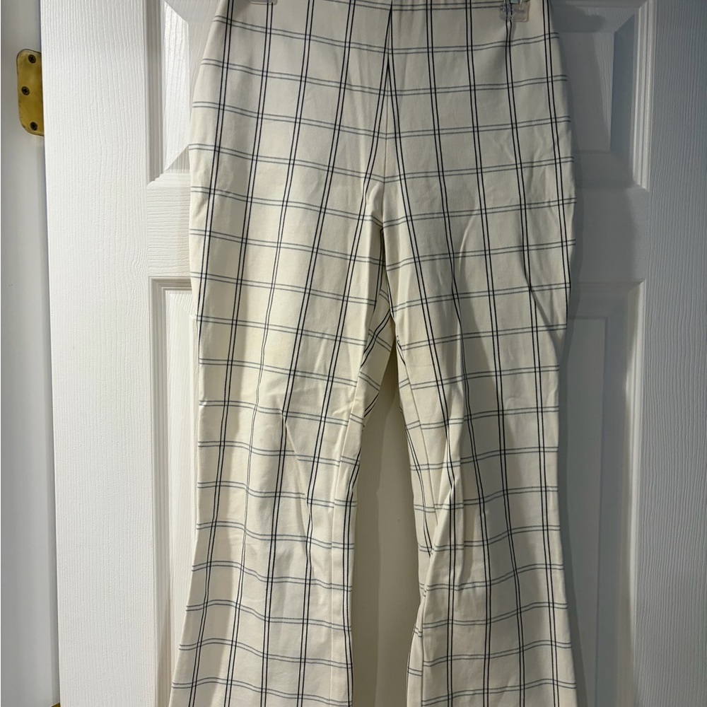 Cream and Black Plaid Work Pants